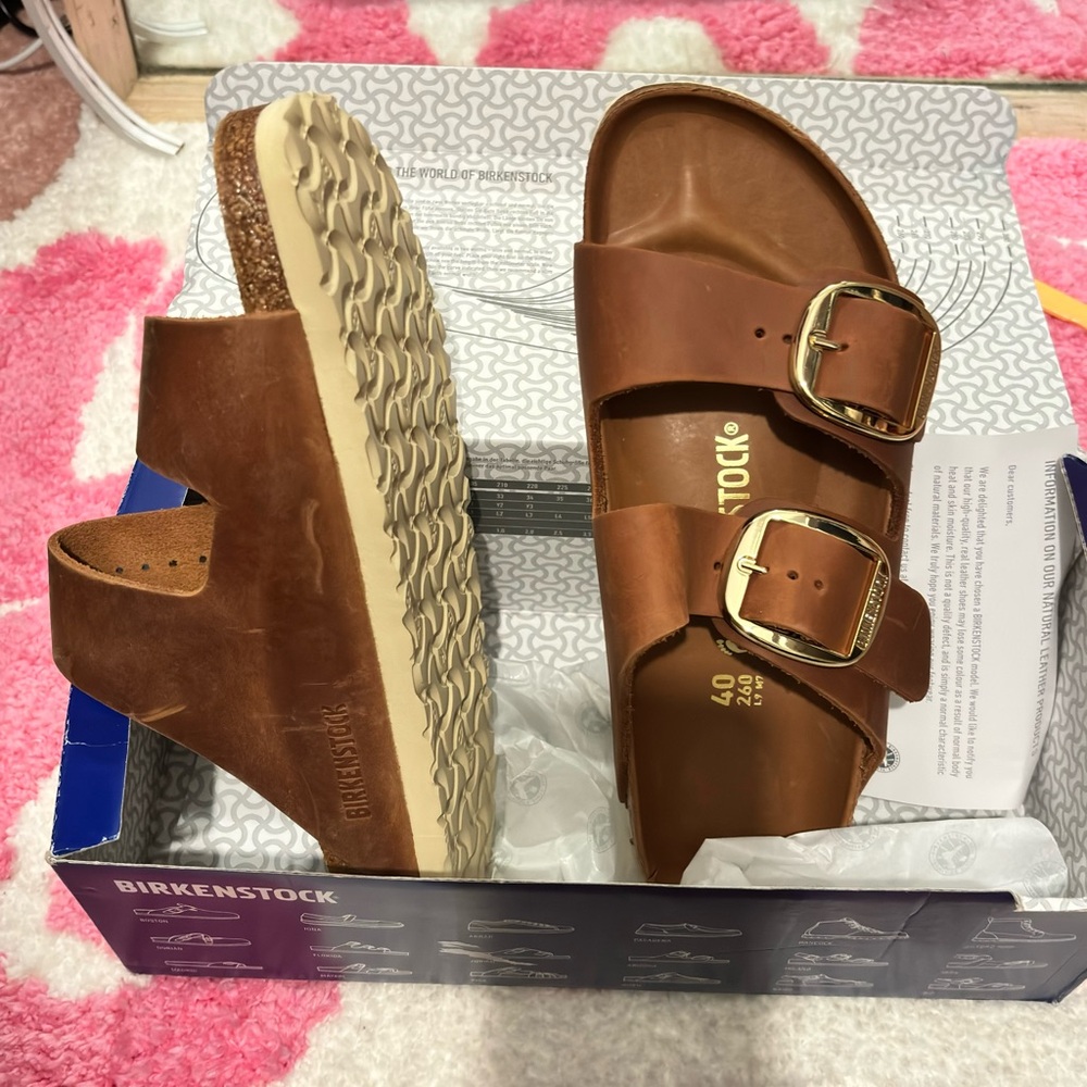 NWT Birkenstock Arizona Big Buckle Cognac